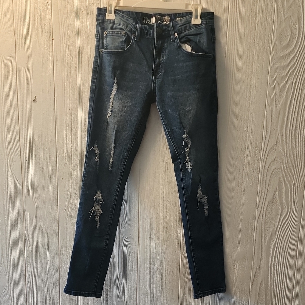 Men's Slim Fit Distressed Jeans - Blue